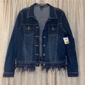 Arizona Blue Jean Jacket w/ Fringe Sz XL 18 1/2 Plus